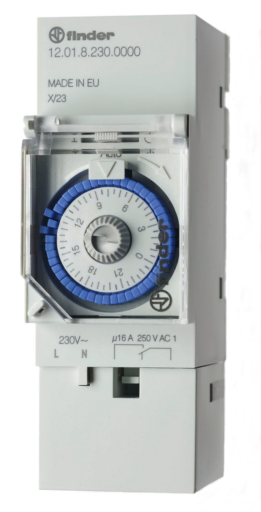 FINDER tijdklok analoog 1w 16a 230vac 12.01.8.230.0000 - 1201 - 4375090