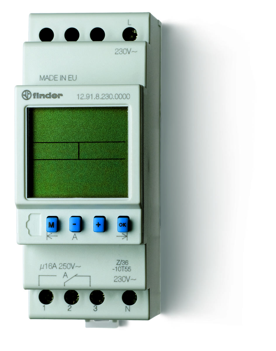 FINDER tijdklok wekelijks 1w 16a 230vac 12.91.8.230.0000 - 1291 - 4375100