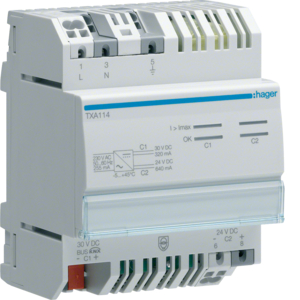HAGER gecombineerde voedingsmodule knx-bus 24vdc TXA114 - 178163addcb0e403f3f1829872942b0a - 11008399