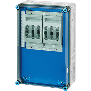 Hensel Mi Lastscheiderkast IP65. 2x160A NH00 3p op Rail 250A 5 polig. 300x450 - 20001543 etim internet - 20011013