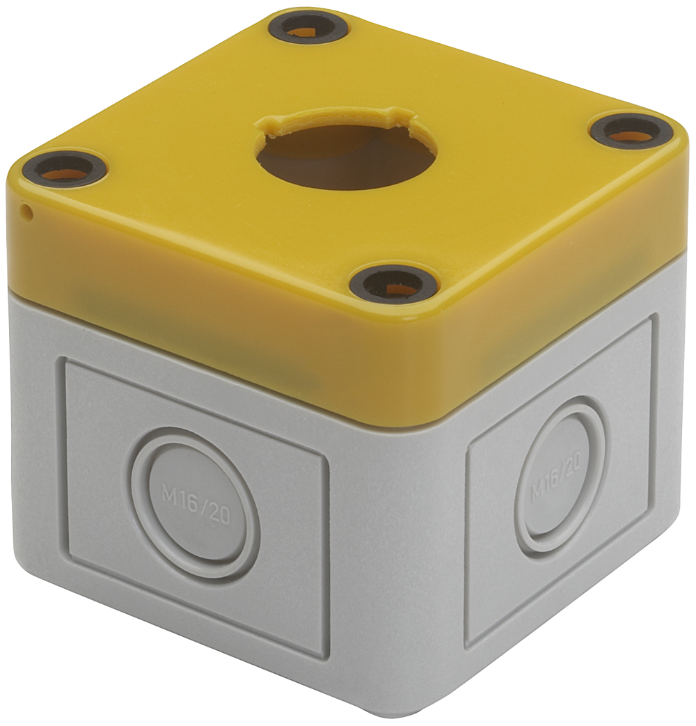EAO Opbouwkastje t.b.v. noodstop, geel/, 65x65x57mm - 20230221123109419 1375244512 - 20045629