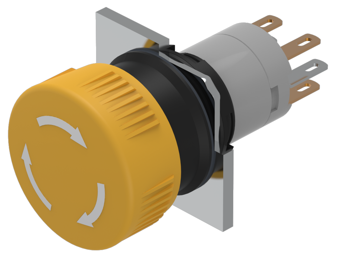 EAO Stop Switch with twist release yellow 1NC+1NO S1 - 20230221123349123 278235700 - 20042894