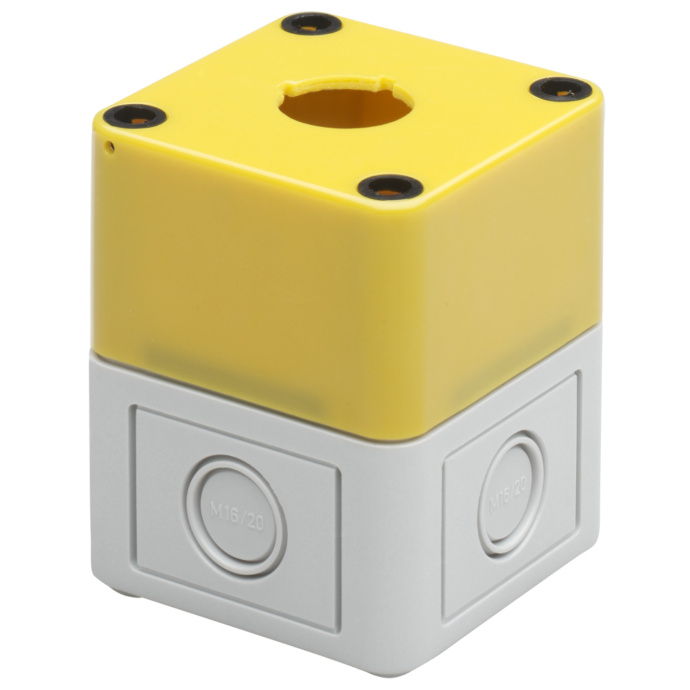 EAO Kastje grijs 65x65x81mm met geel deksel - 20230221123405513 1333540619 - 20044499