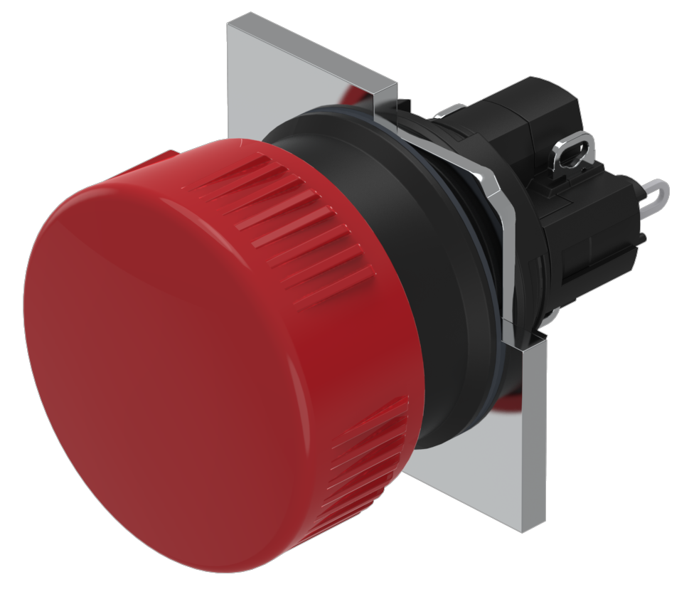 EAO Paddenstoeldrukknop D24 puls rood 1M+1V soldeercontact - 20230221123449279 989451126 - 20042854