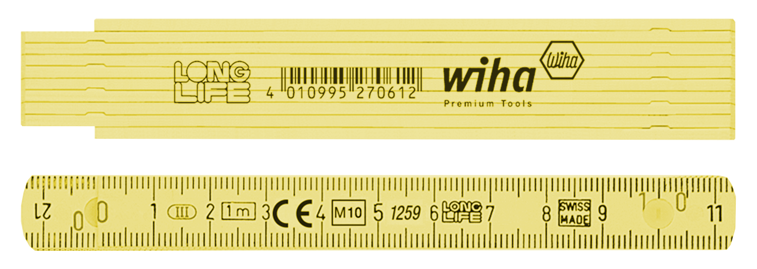 WIHA Longlife Duimstok 410 1000 metrisch 10 delen (geel) 13mm/1m - 381f5dc5 f289 43c1 a8b5 34d591aeee83 - 20013291