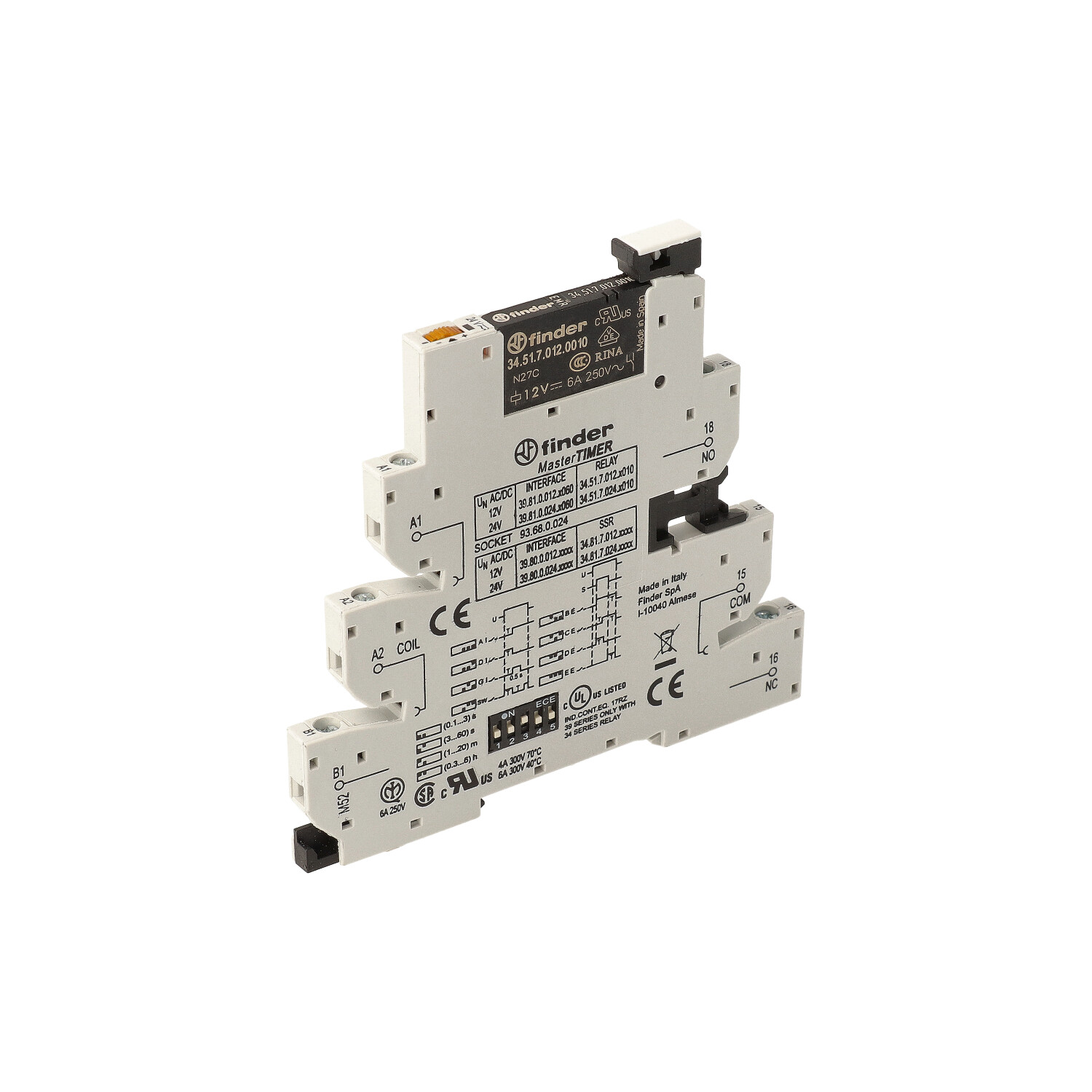 Finder FIN INTERF.RELAIS MasterTIMER 1W 6A 12VUC - 398100120060 1 klein - 20006569
