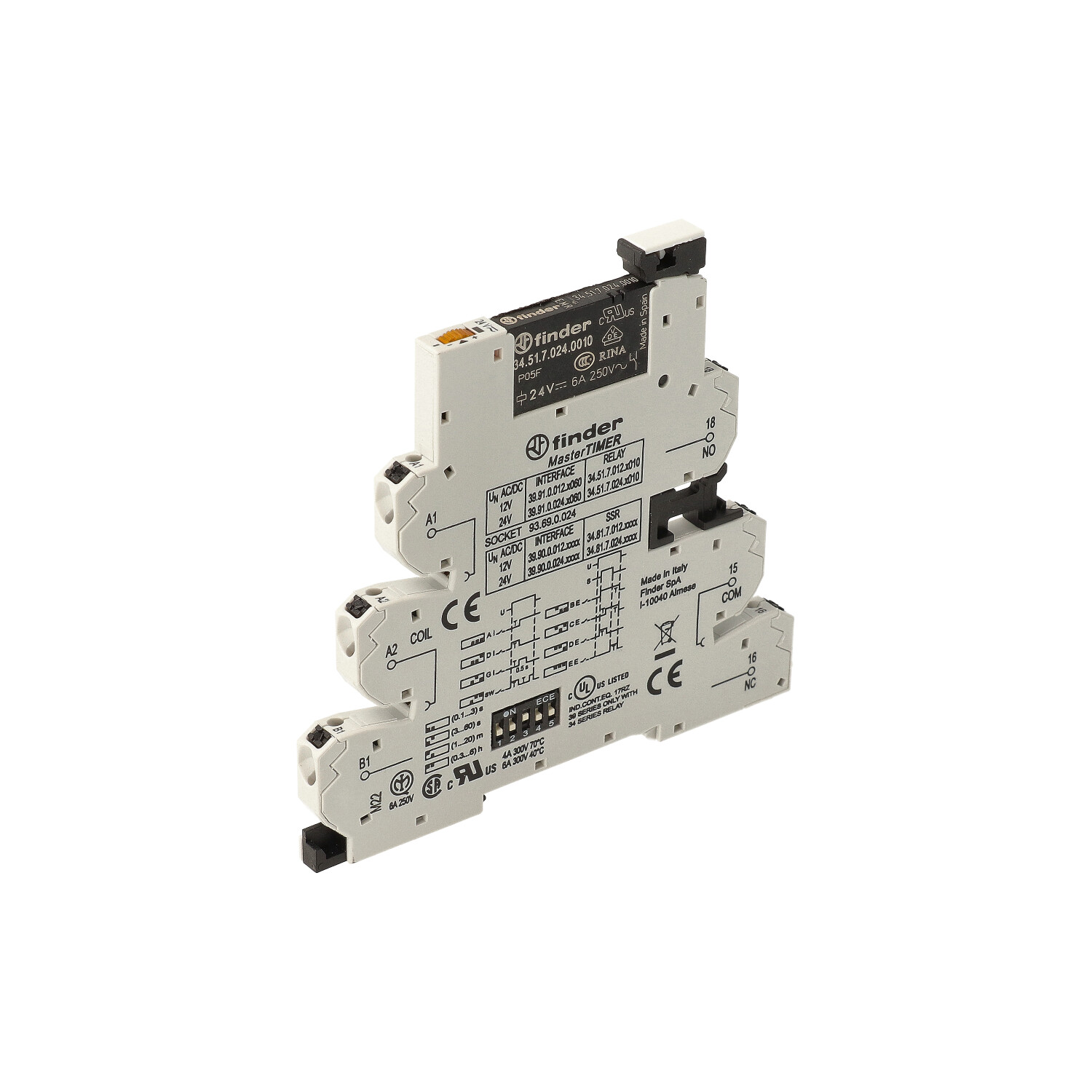 Finder FIN INTERF.RELAIS MasterTIMER 1W 6A 12VUC - 399100240060 1 klein - 20006573
