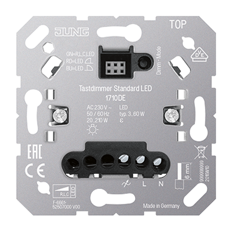 JUNG tastdimmer universeel Led 3-60W / halo 20-210W 1710DE - 4011377166905 - 11000132