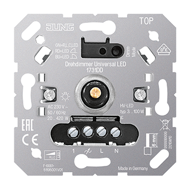 JUNG dimmer led universeel LED3 - 100w / HAL 20-420w 1731DD - 4011377166981 - 3439098