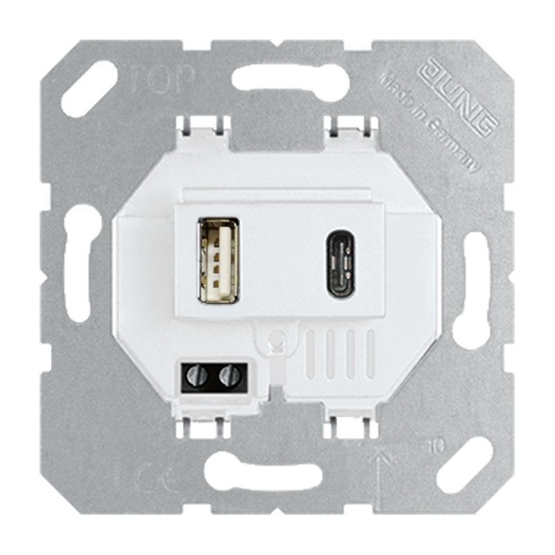 Jung USB 1xA en 1xC laadcontactds. alpine wit - 4011377176836 - 20020603