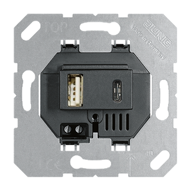 Jung USB 1xA en 1xC laadcontactdoos zwart - 4011377176843 - 20020602