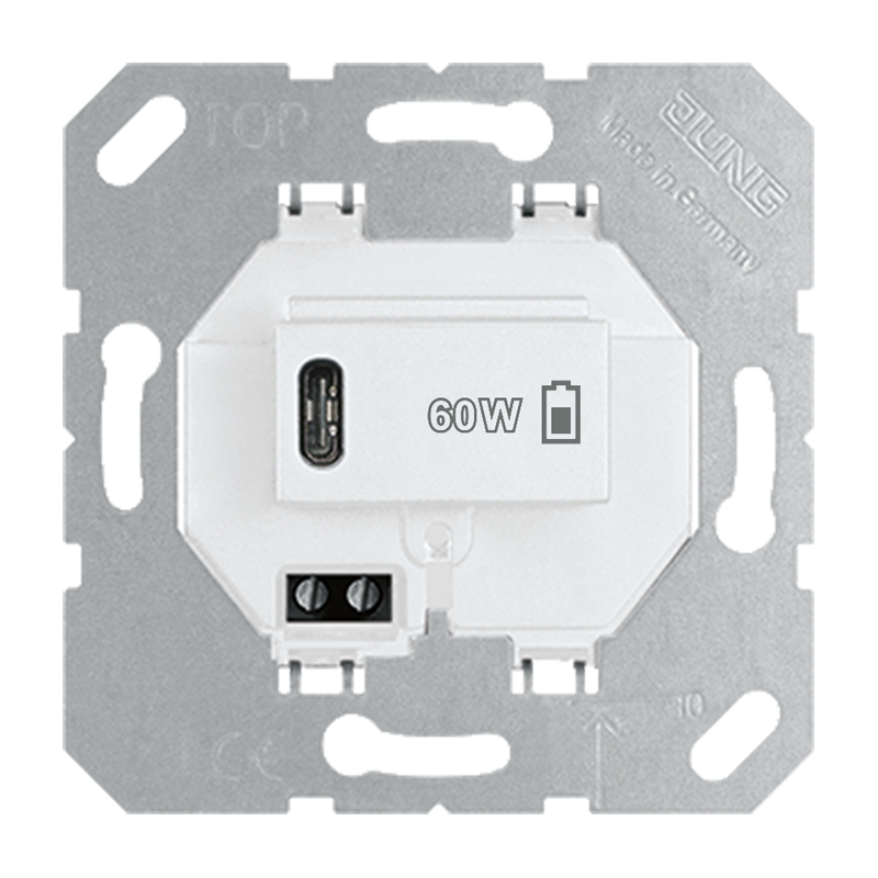 Jung USB-PD laadcontactdoos 1xC, 60W wit - 4011377322493 - 20020605