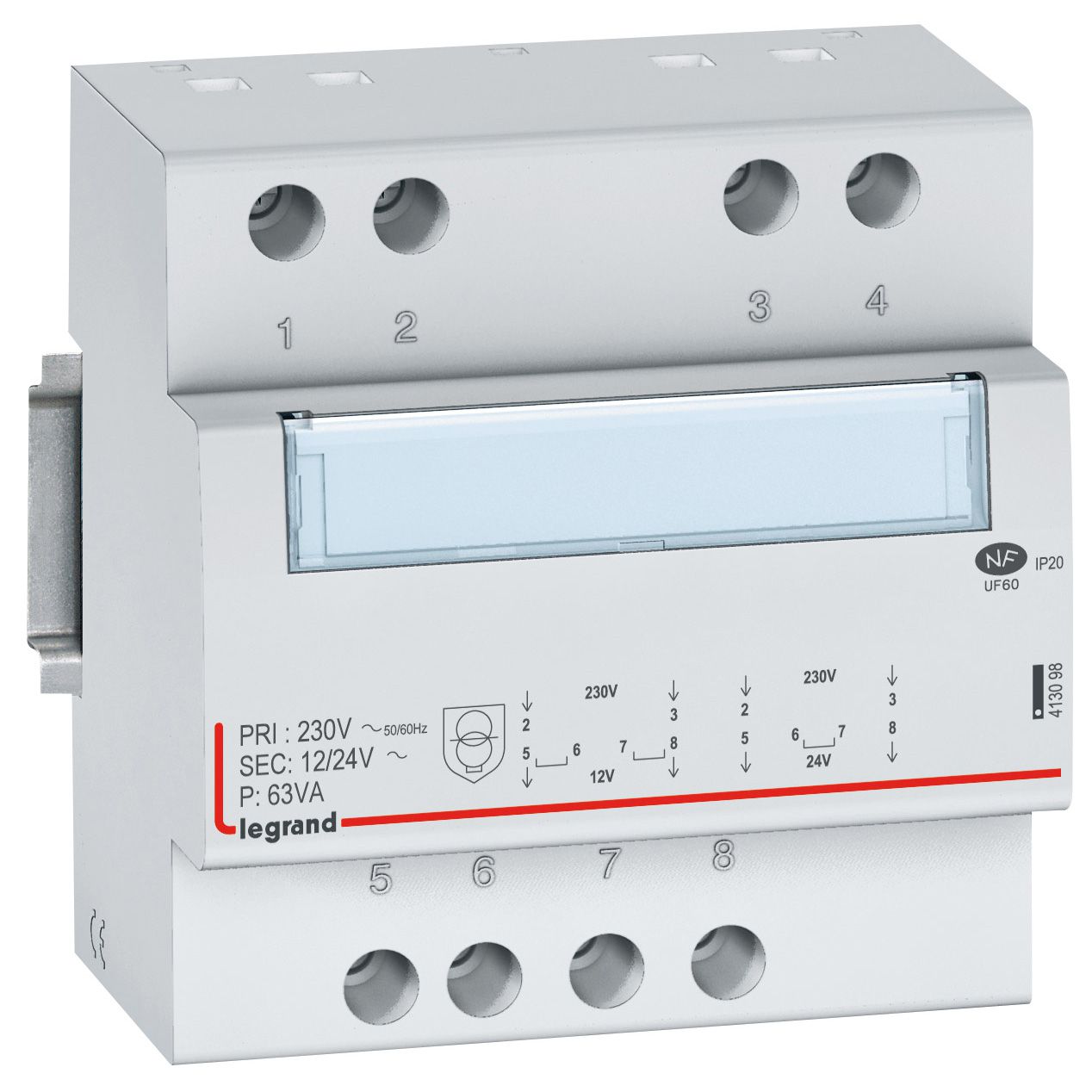 Legrand Modulaire transformator 12-24V 63VA gescheiden wikkelingen - 413098 legrand - 20039314