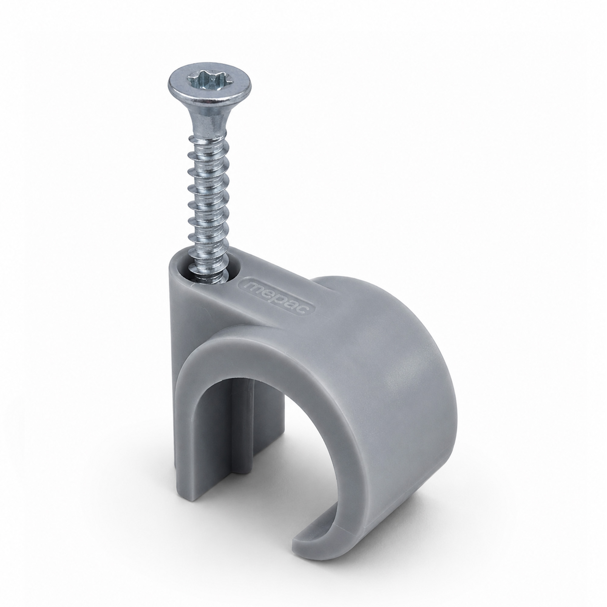 MEPAC Schroefclip voor flexbuis op hout en in sleuven, 16/19mm, grijs - 421282 - 20041596