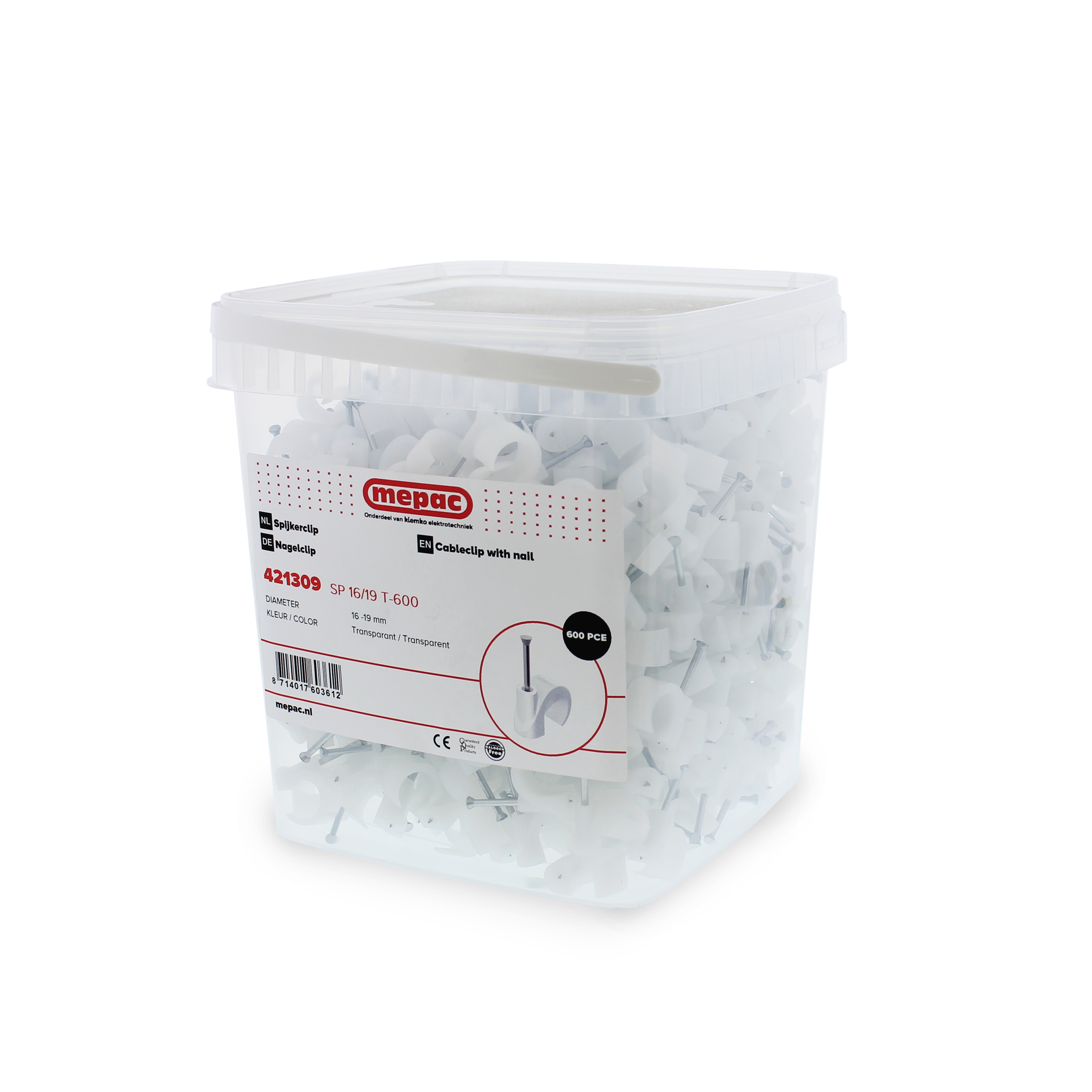 MEPAC Spijkerclip 16/19mm transparant - 600stuks - 421309 - 20041604