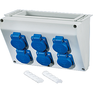 Hensel Connection Box. 6x16A 2p+PE 230V Schuko. Breedte 270mm - 68000142 etim internet - 20010614