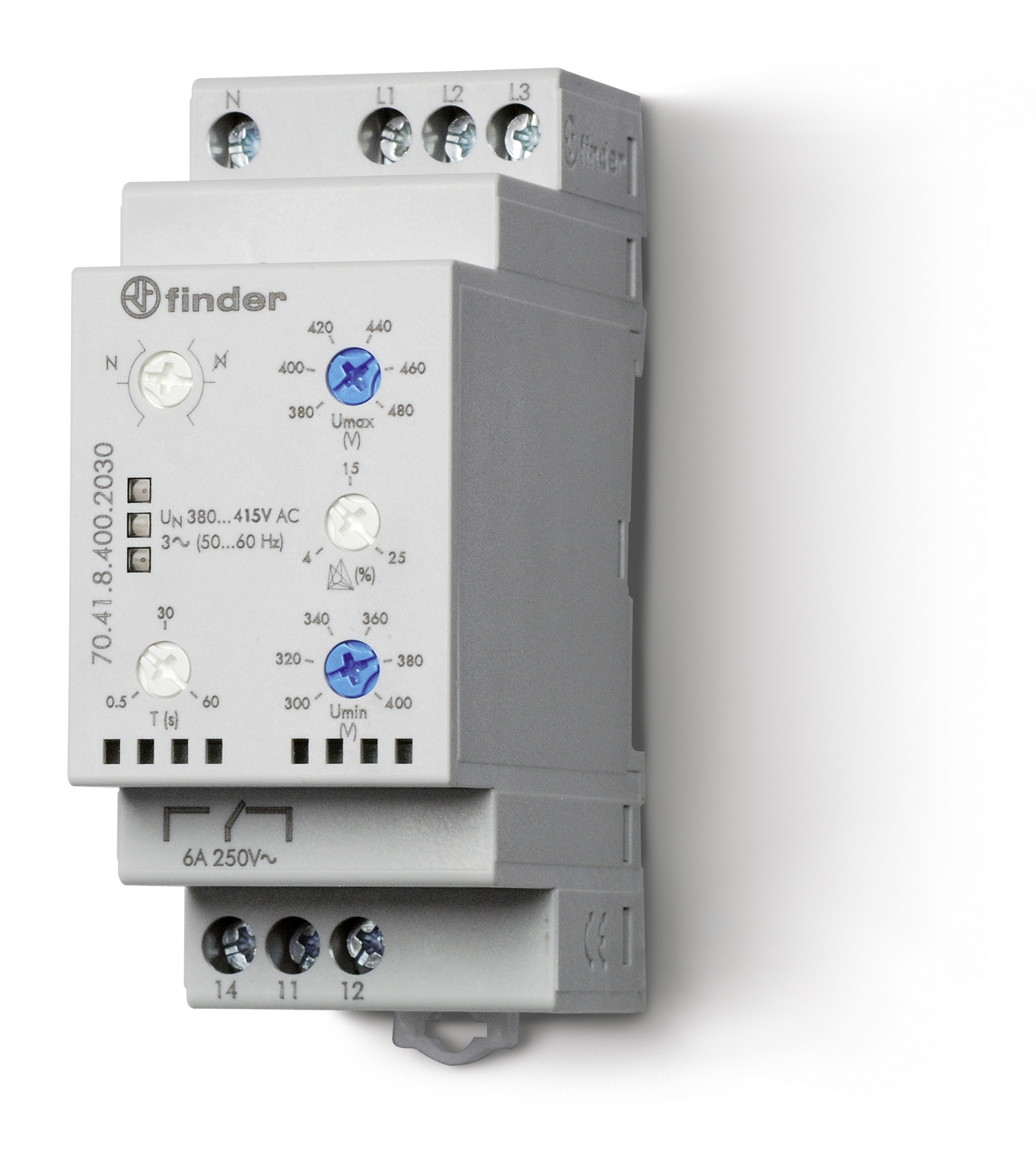 FINDER bewakingsrelais 1w 400vac 3 fase 70.41.8.400.2030 - 7041 - 4375365