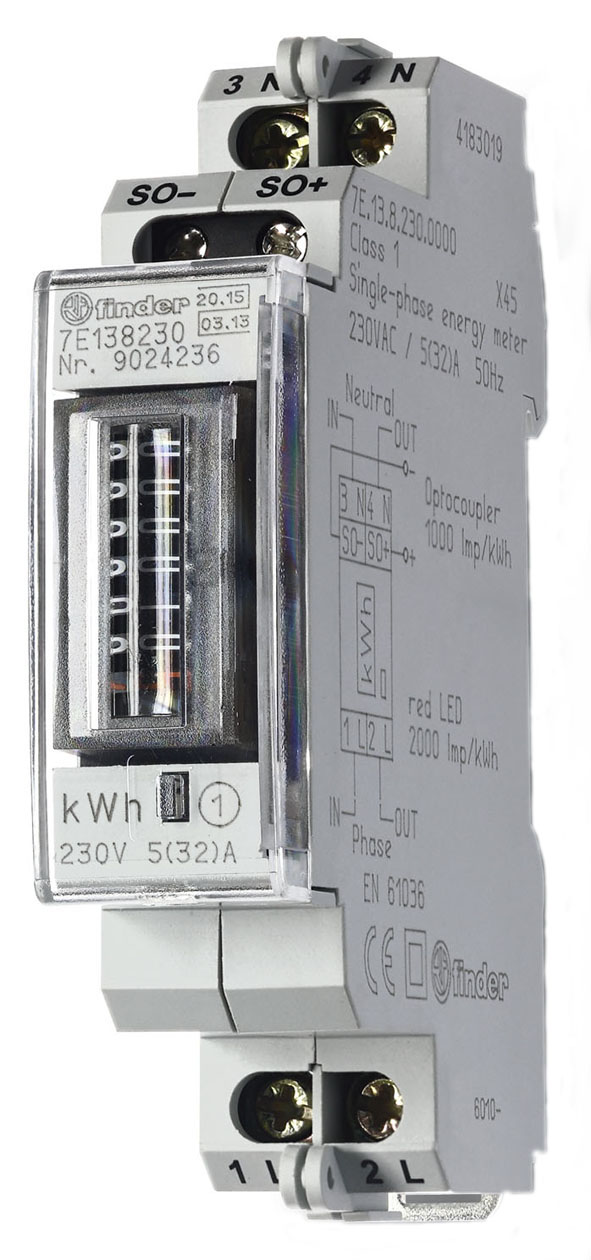 Finder FIN KWH METER 1x32A 1000 puls/kWh MID - 7e13 - 20171738