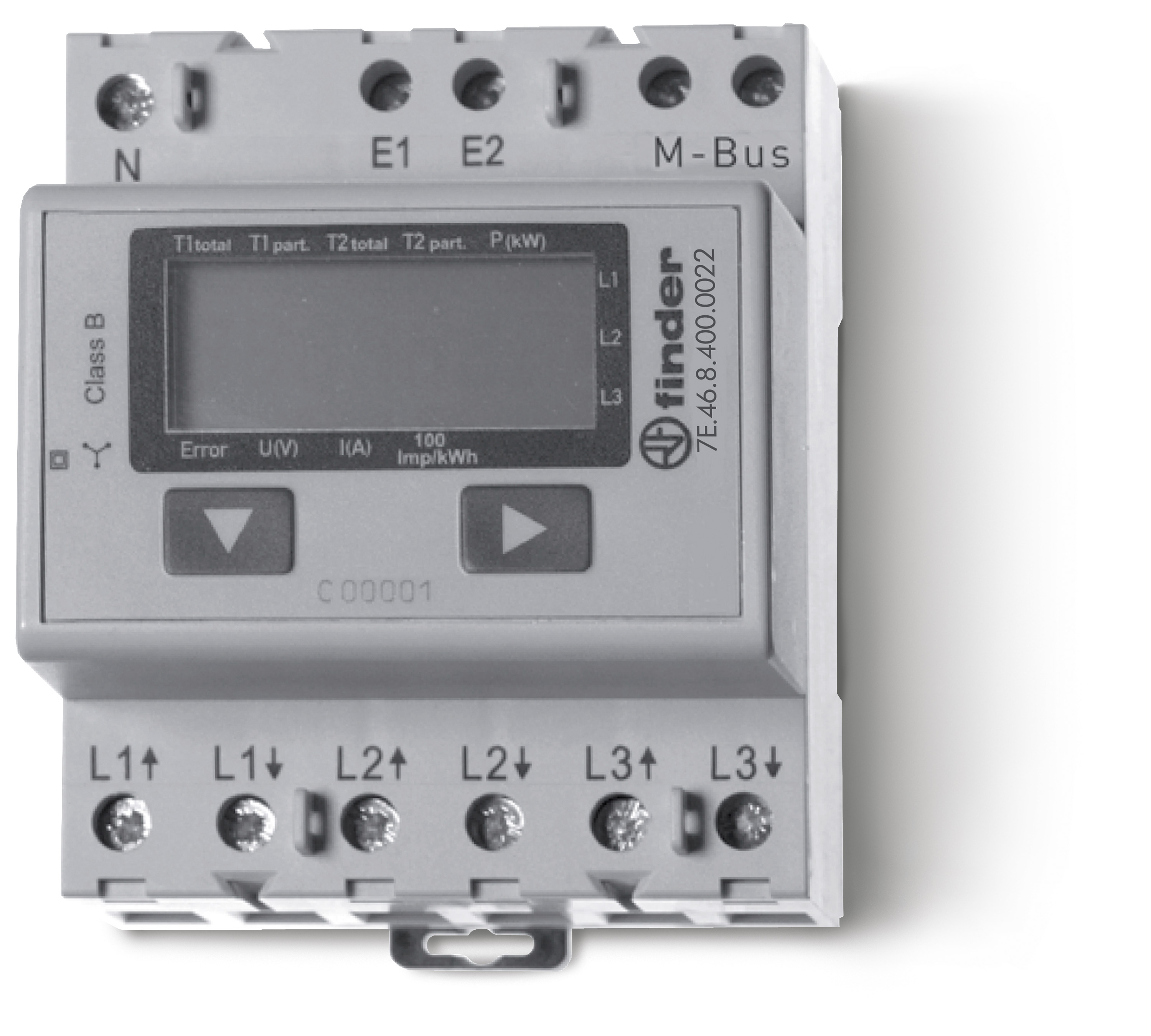 Finder FIN KWH MTR 3x65A LCD MID M-Bus - 7e4684000022 - 20007946