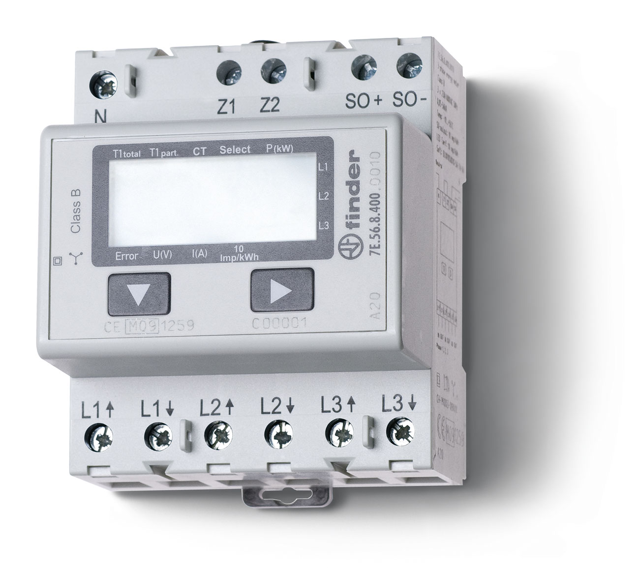 FINDER kwh meter 3x6a 10 puls mid keur 7E.56.8.400.0010 - 7e56 - 4375392