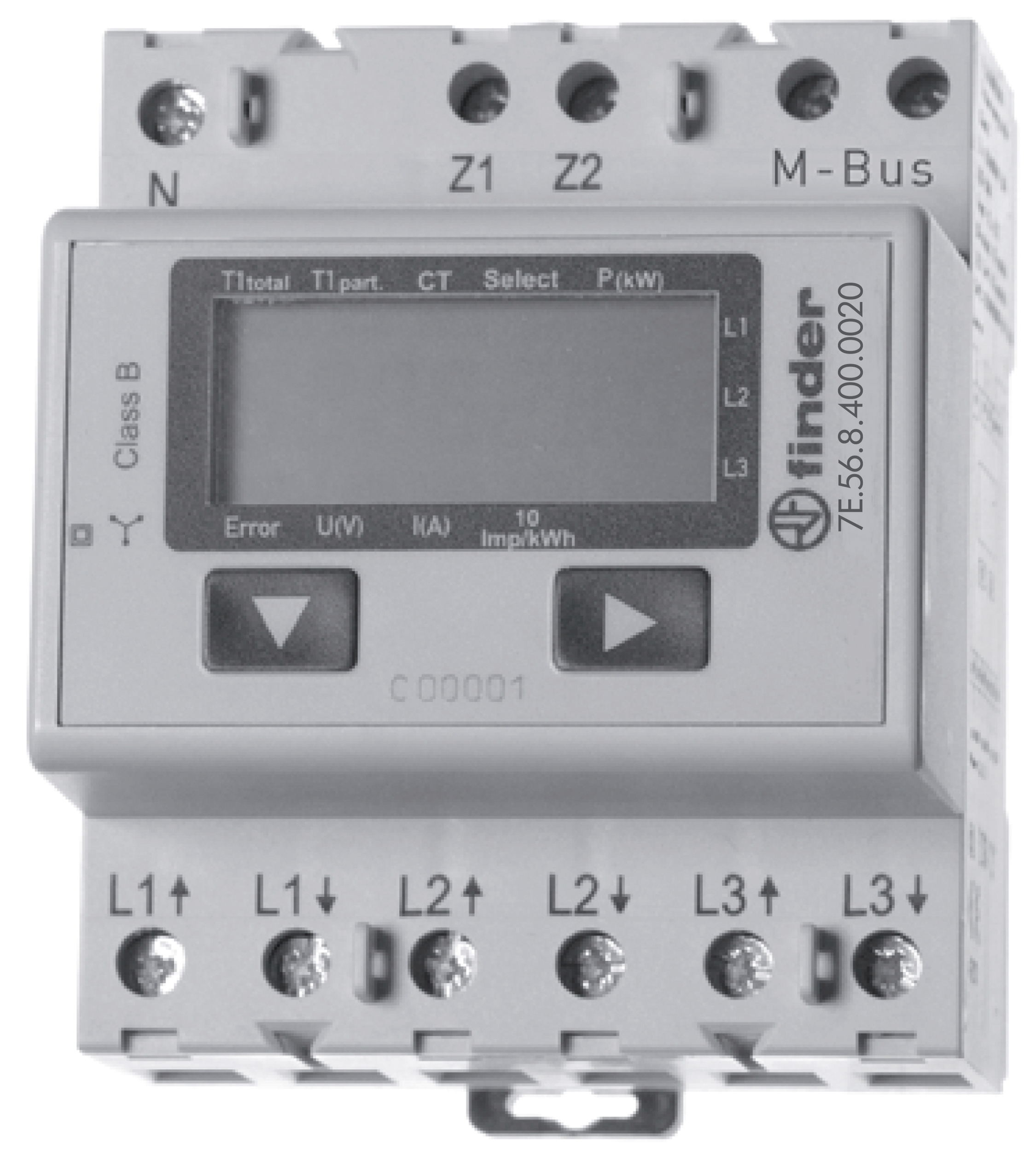 Finder FIN KWH METER 3x6A LCD MID M-Bus - 7e5684000020 - 20007948