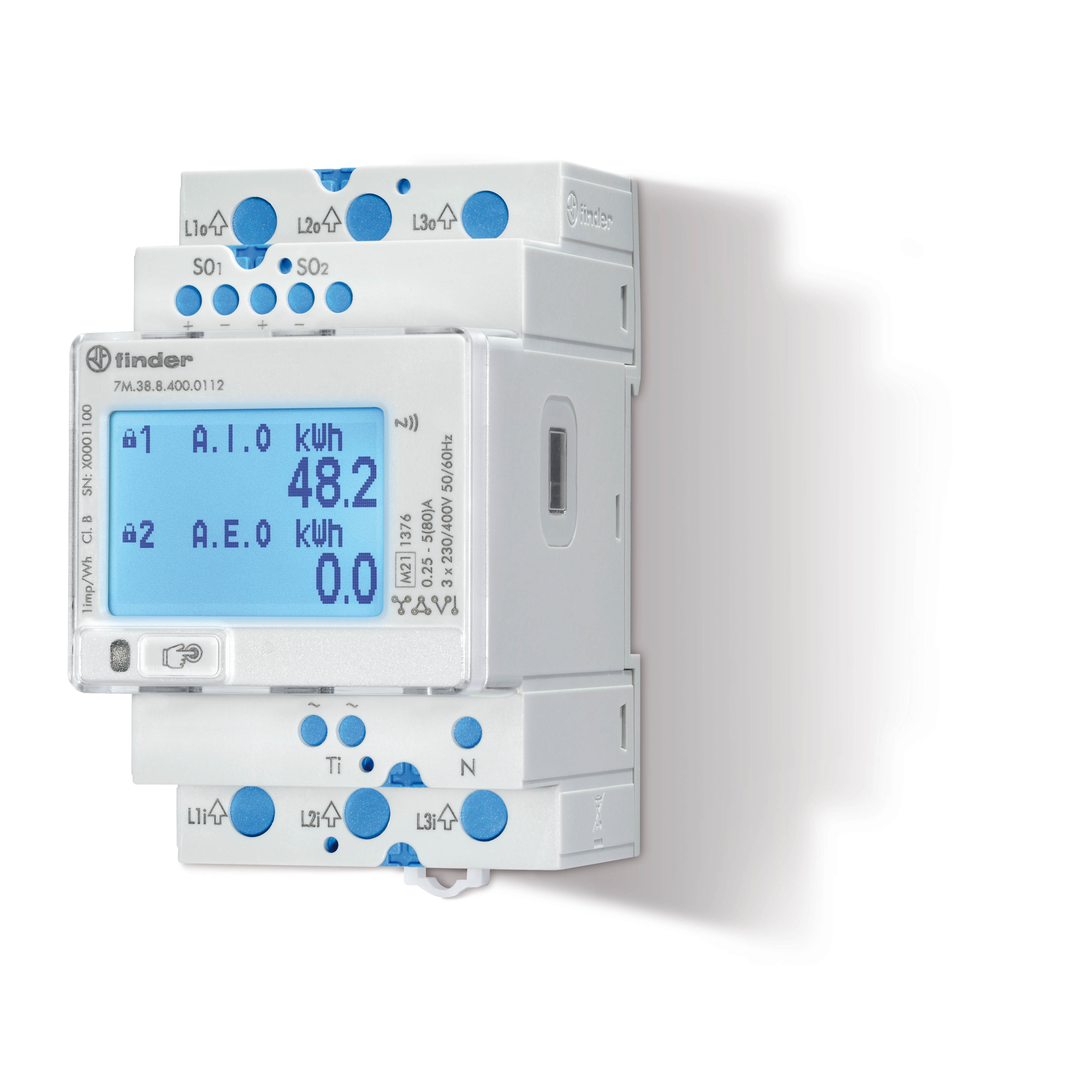 FINDER kwh meter 3x80a MID 7M.38.8.400.0112 - 7m3884000112 - 11003833