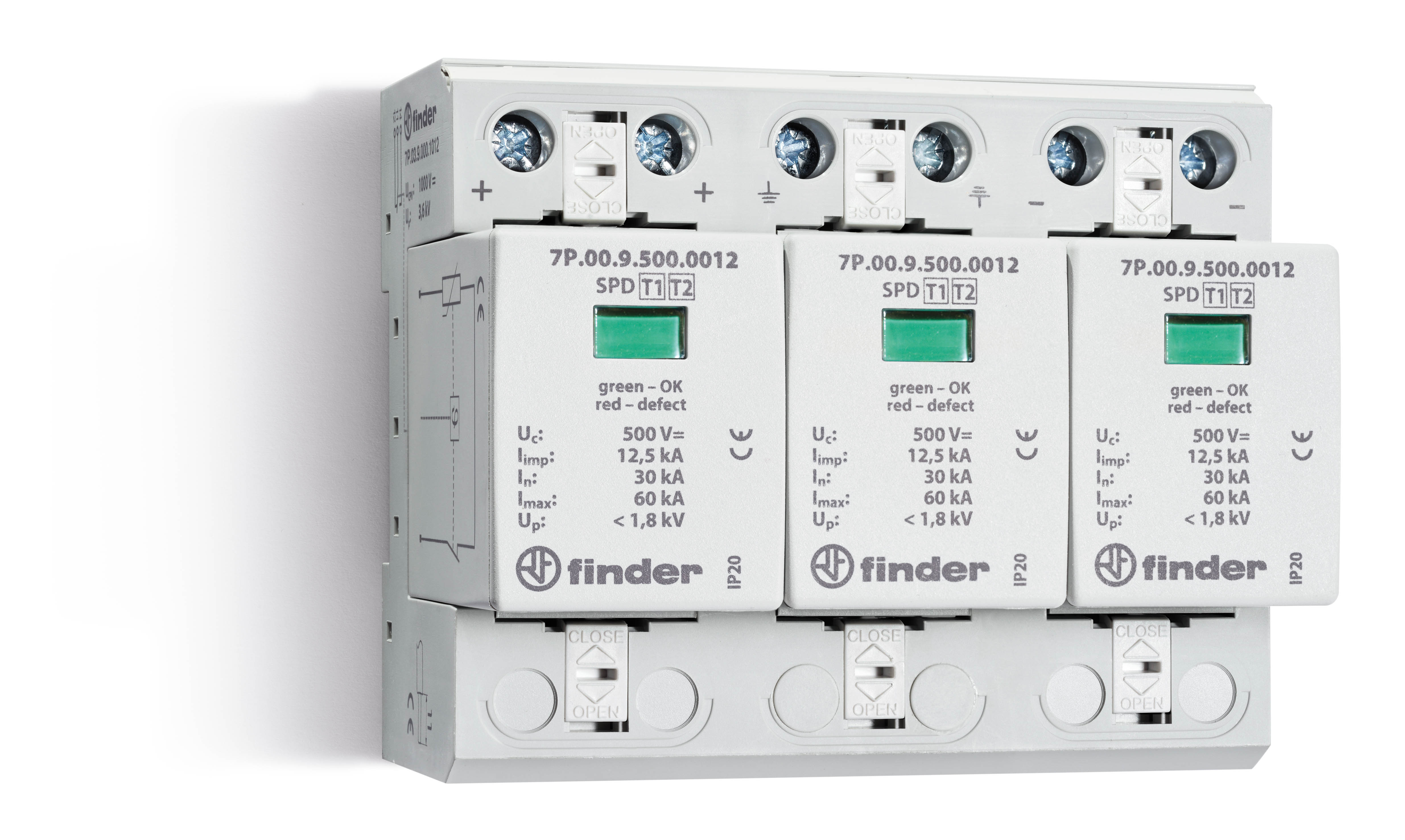 Finder FIN SPD TYPE 1+2, 3FASE/3VAR.FOTOVOLT. - 7p0390001012 - 20008053