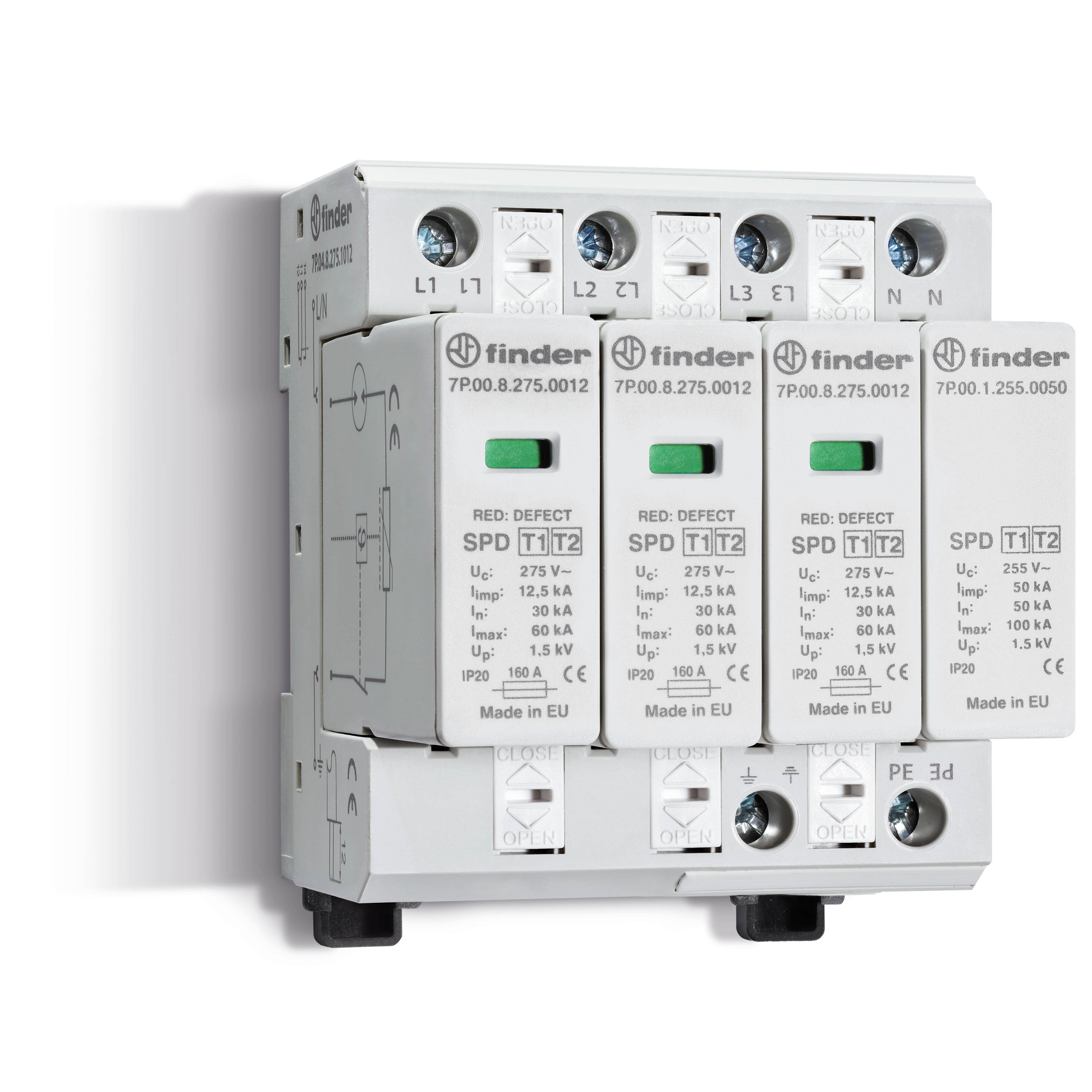 Finder FIN SPD TYPE 1+2, 3FASE/3VAR.+VONK - 7p0482751012 - 20008055