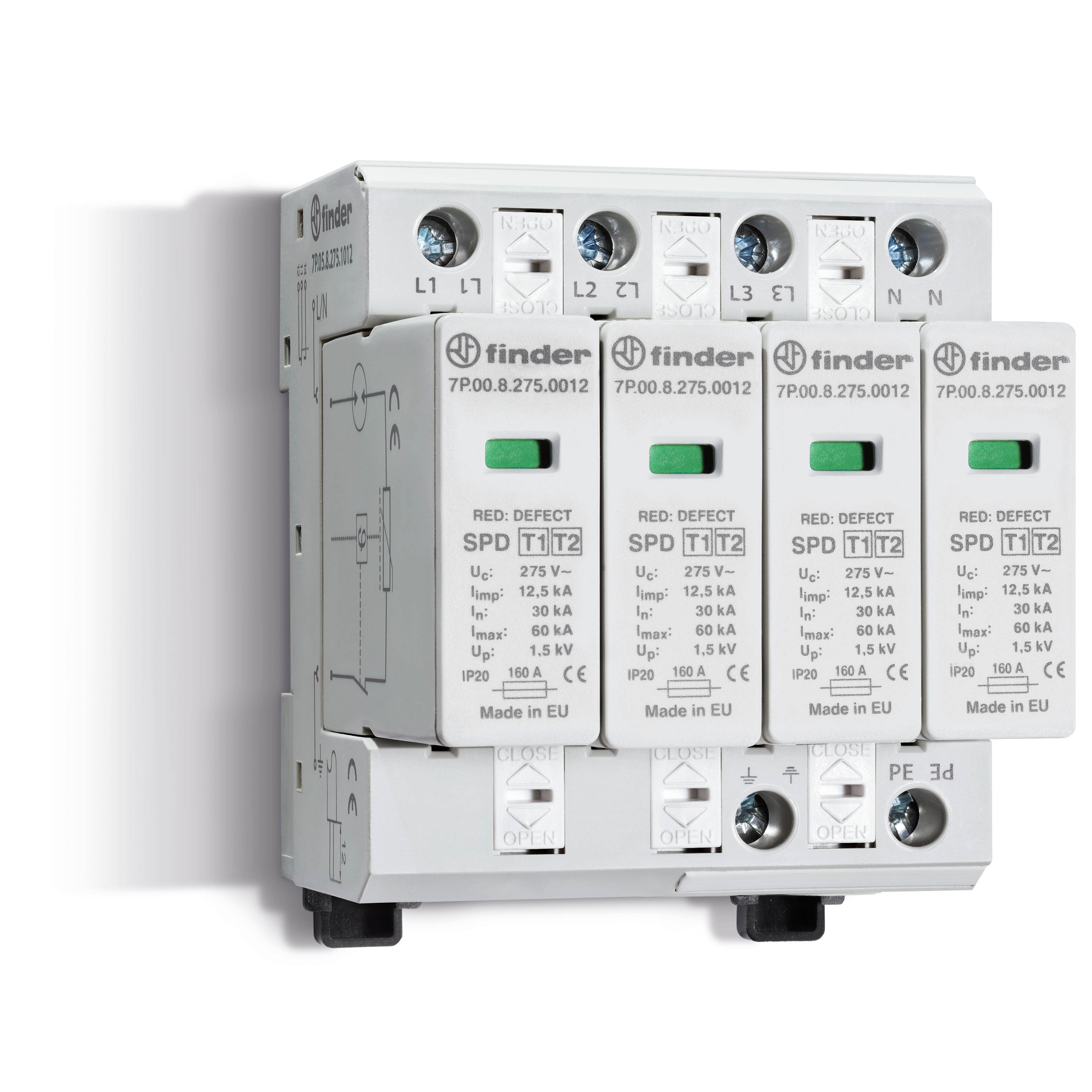 Finder FIN SPD TYPE 1+2, 3FASE/4VAR. - 7p0582751012 - 20008057