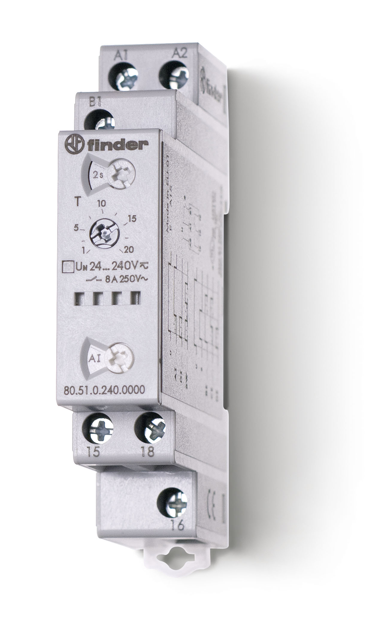 Finder FIN TIJDRELAIS 1W 8A 24...240VUC - 8051 - 20008135