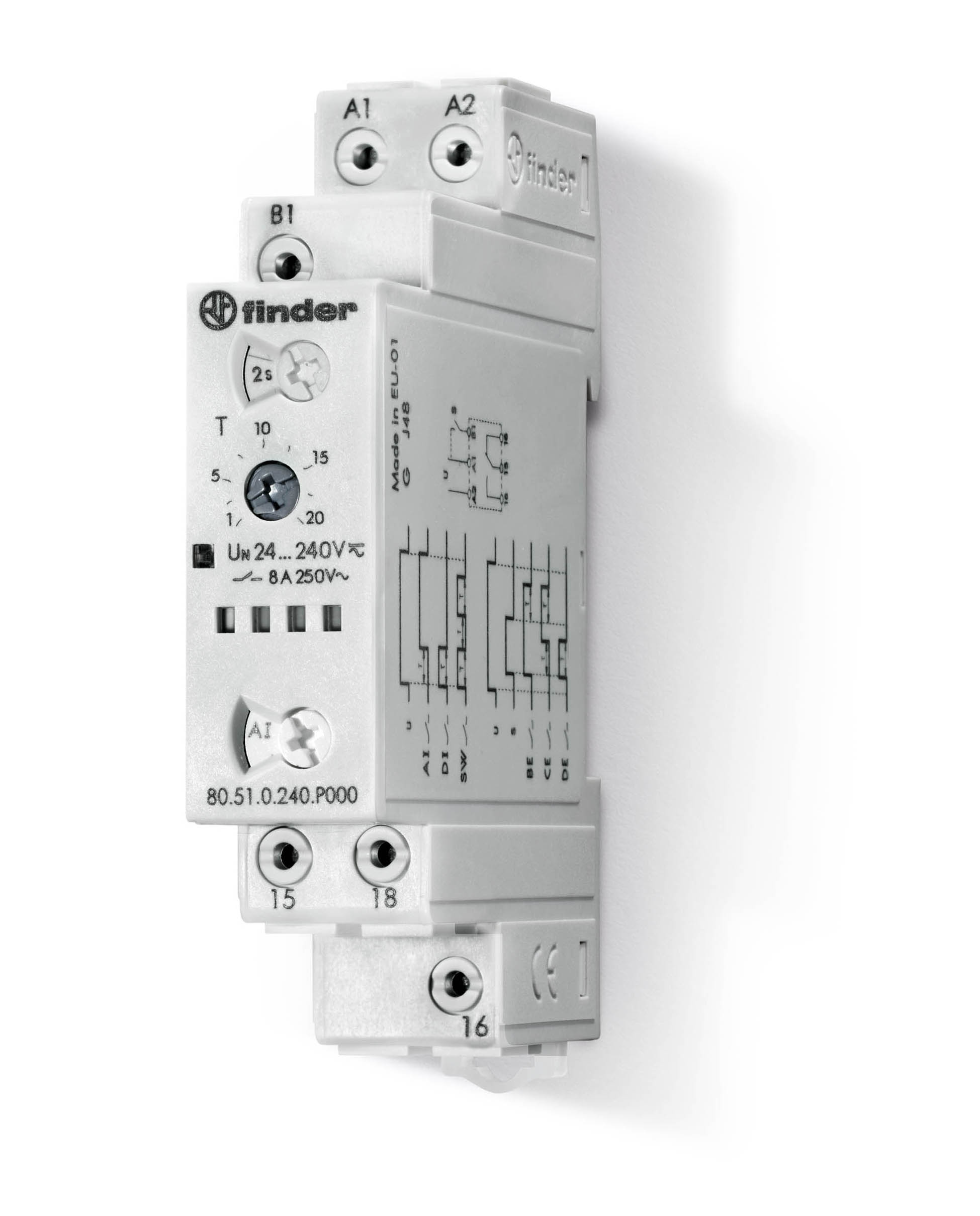 Finder FIN TIJDRELAIS 1W 8A 24...240VUC - 80510240p000 - 20008136