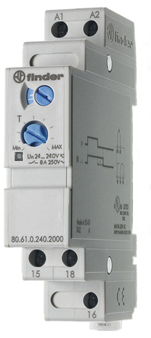 FINDER tijdrelais 1w 8a 12-240vuc 80.61.0.240.0000 - 8061 - 4375449