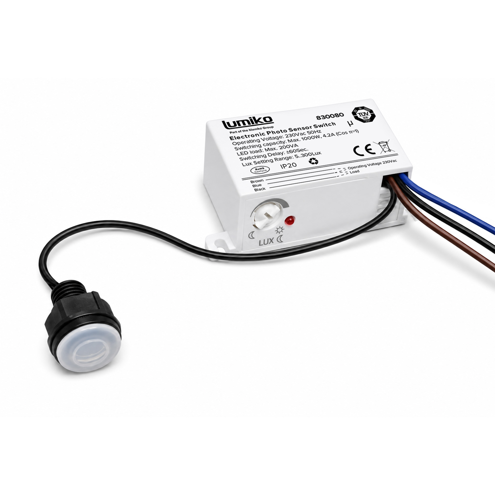 KLEMKO schemerschakelaar 4.2a 1000w 5-300lux IBE-15/LI - 830080 - 7100603