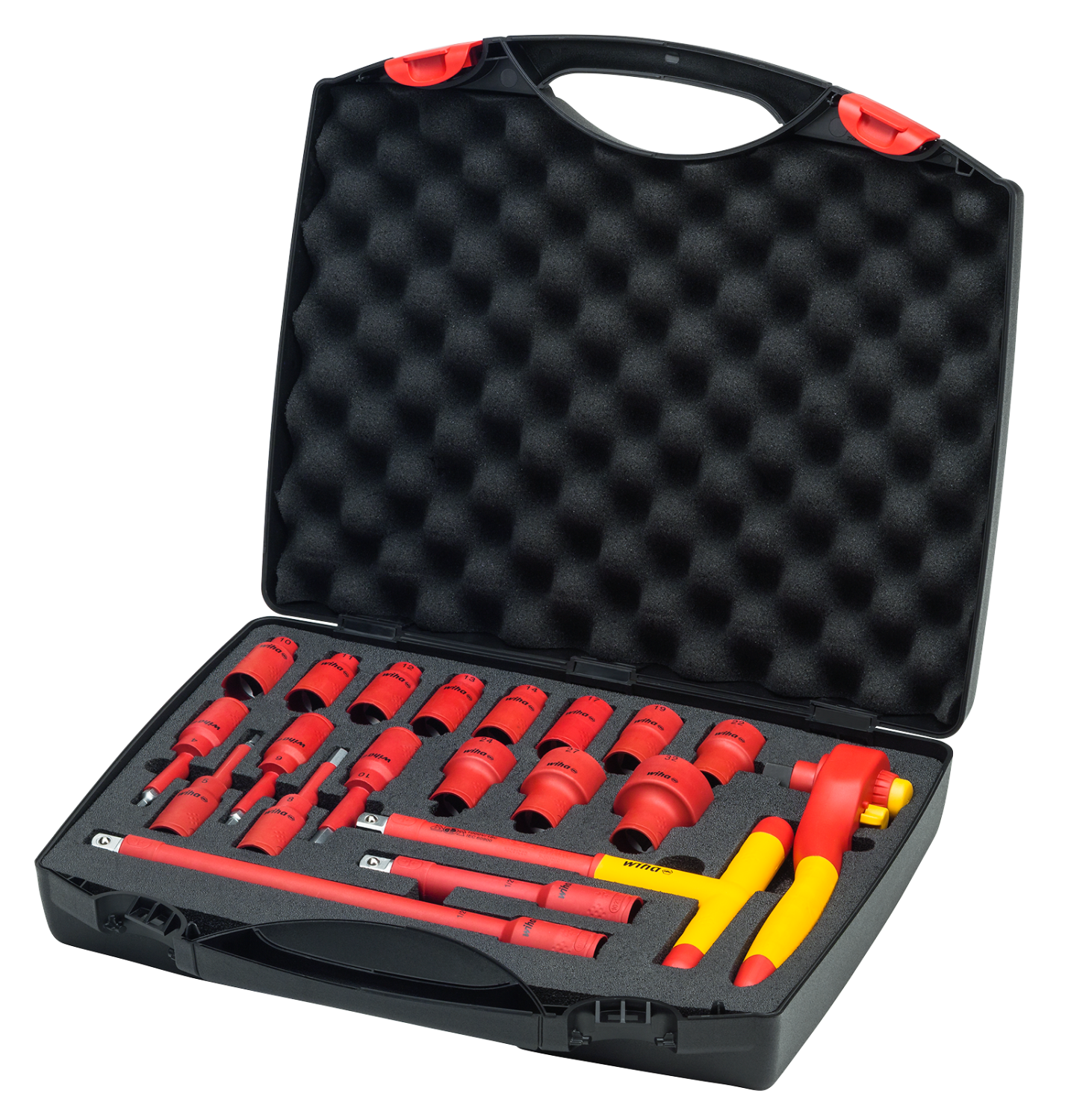 WIHA 1/2" Dopsleutelset met ratel 1000V VDE 7208N, 21-delig - 8b401ff3 121e 482f b6ee a064f11ac5cf - 20014223