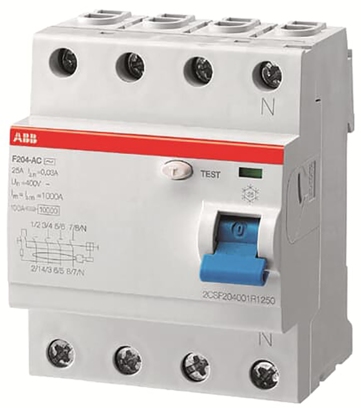 ABB Componenten Aardlekschakelaar 4p, 25A, 30mA, 400Hz - 9iba181419 - 20124032