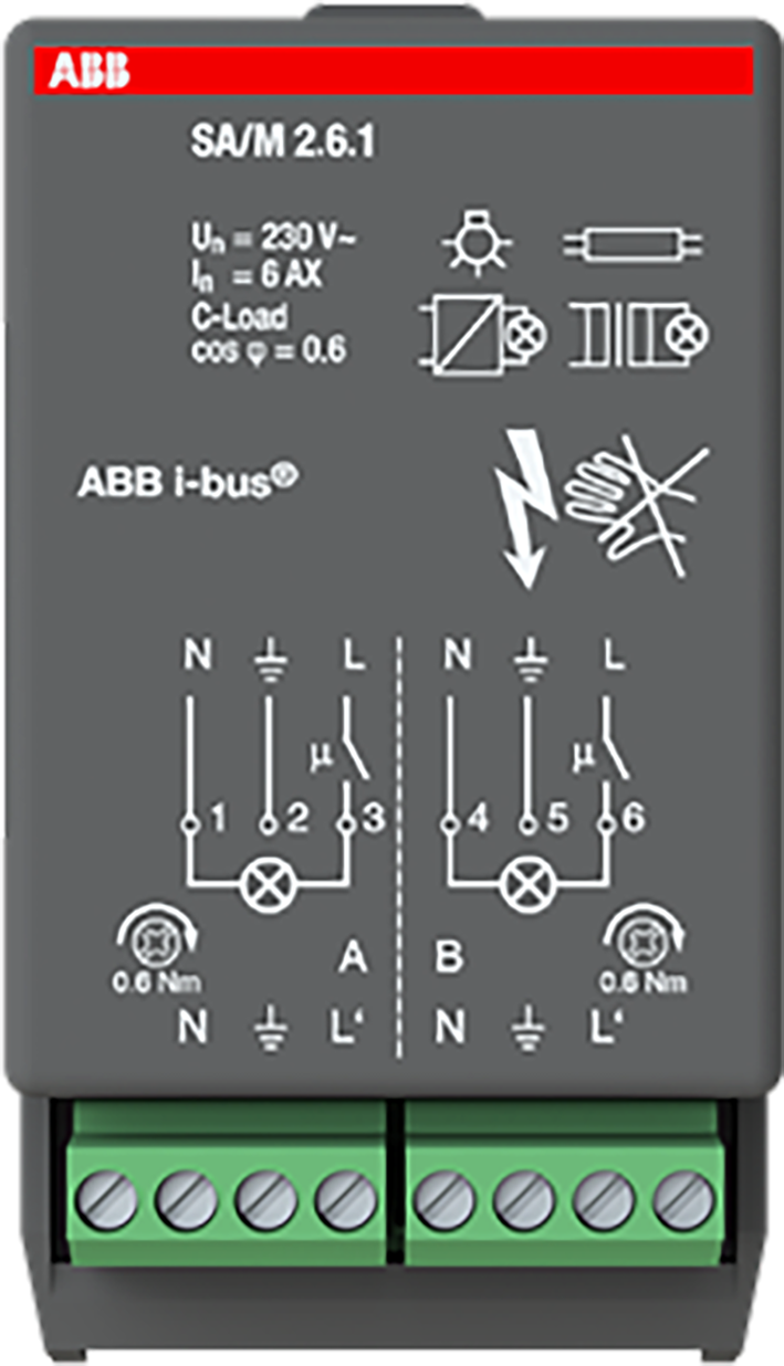 ABB Busch-Jaeger KNX schakelaktormodule 2x6A - 9paa00000084746 - 20087760