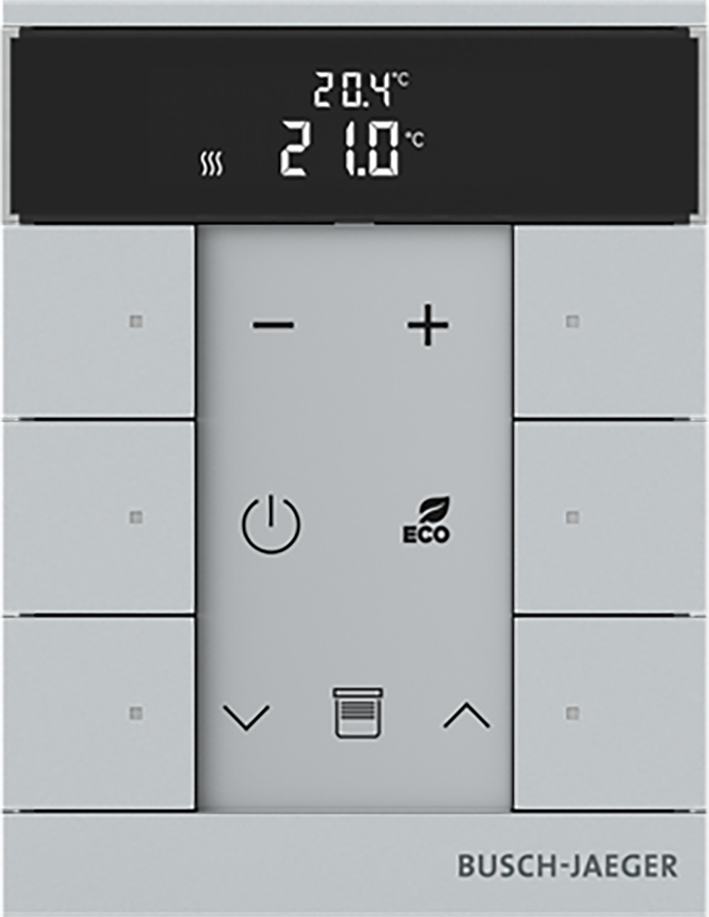 ABB Busch-Jaeger FaH Tenton thermostaat 6-voudig aluzilver - 9paa00000111358 - 20090585