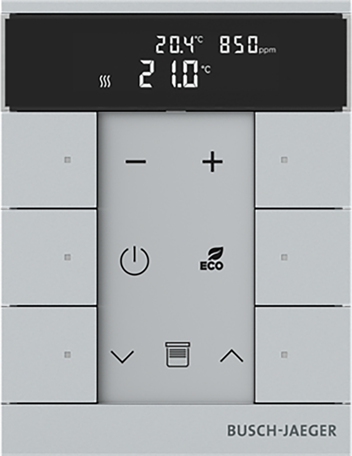 ABB Busch-Jaeger FaH Tenton thermostaat 6-voudig CO2 aluzilver - 9paa00000111364 - 20090587