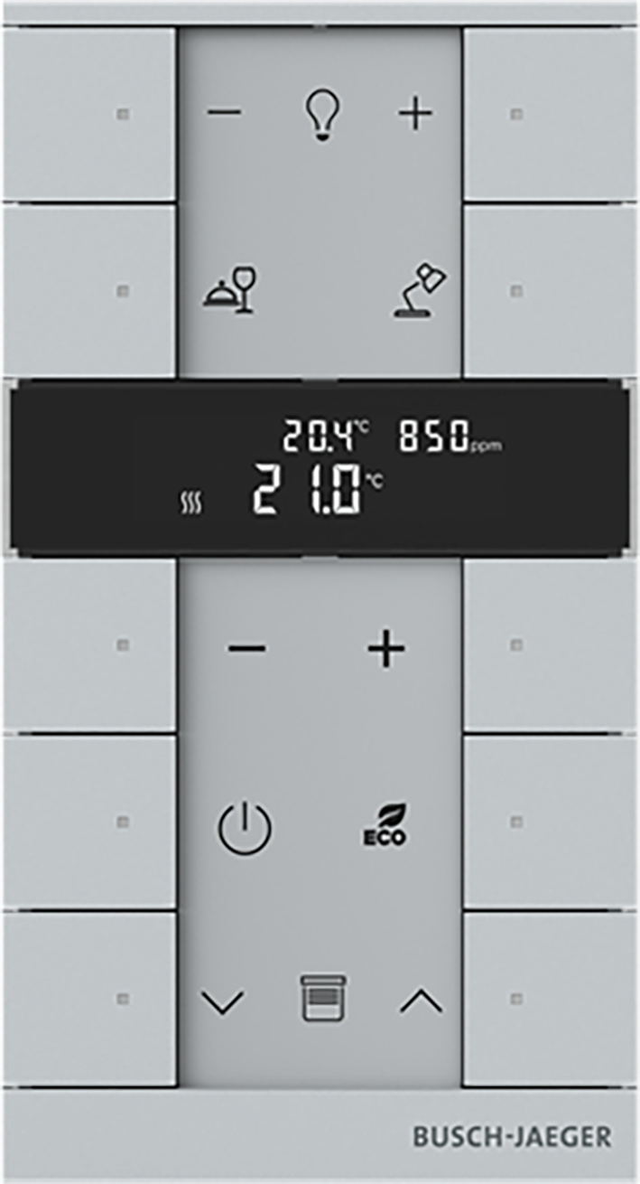 ABB Busch-Jaeger FaH Tenton thermostaat 10-voudig CO2 aluzilver - 9paa00000111367 - 20090588