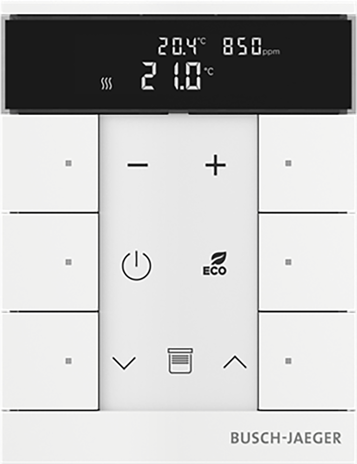 ABB Busch-Jaeger FaH Tenton thermostaat 6-voudig CO2 studiowit mat - 9paa00000111400 - 20090599