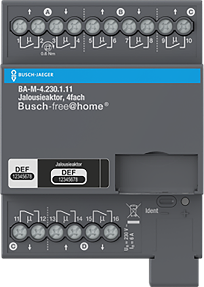 ABB Busch-Jaeger BA-M-4.230.1.11 Jaloezie-actor,4-voudig, 230V,MDRC - 9paa00000168389 - 20087945