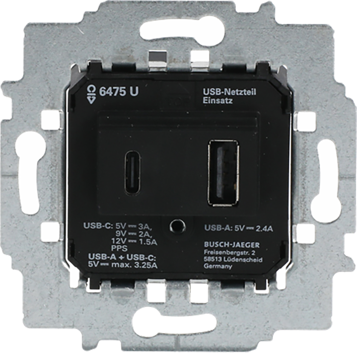 B&J usb netvoedingssokkel USB-A en USB-C 3000ma 6475 U - 9paa00000292283 - 11001044