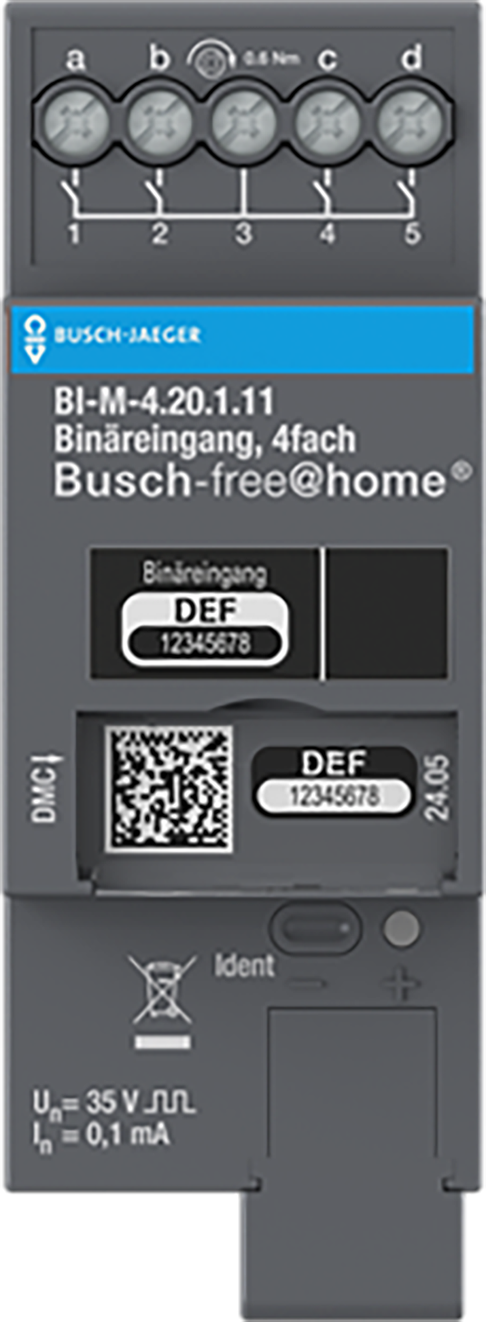 ABB Busch-Jaeger Busch-free@home&reg; Binaire ingang, 4-voudig voor potentiaalvrije contact - 9paa00000329358 - 20087936