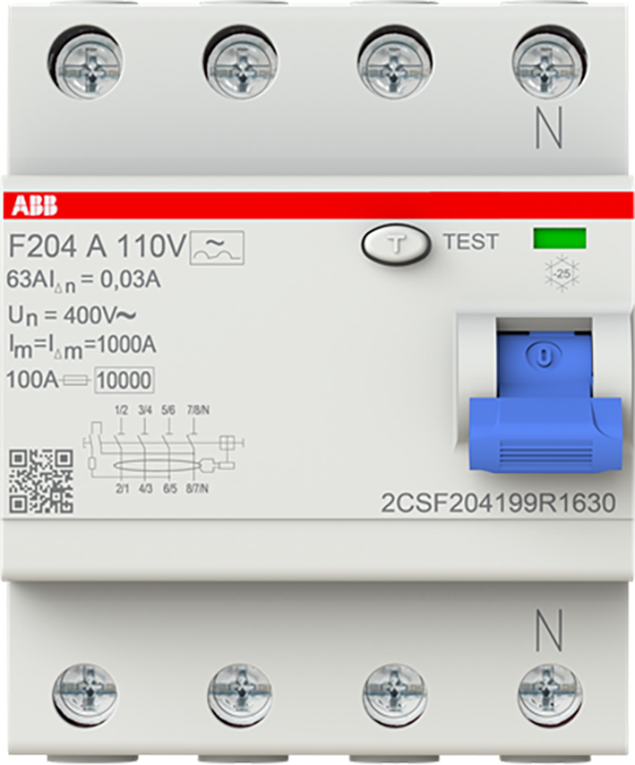 ABB Componenten Aardlekschakelaar 4P, Type A, 30mA, 63 A - 9paa00000331187 - 20124036