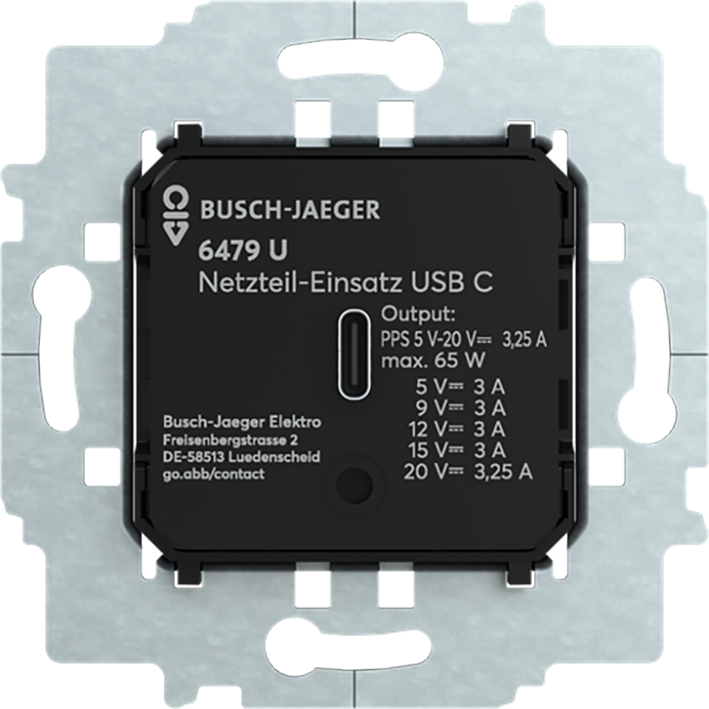 ABB Busch-Jaeger USB-C netvoedingssokkel 65W - 9paa00000336538 - 20090708