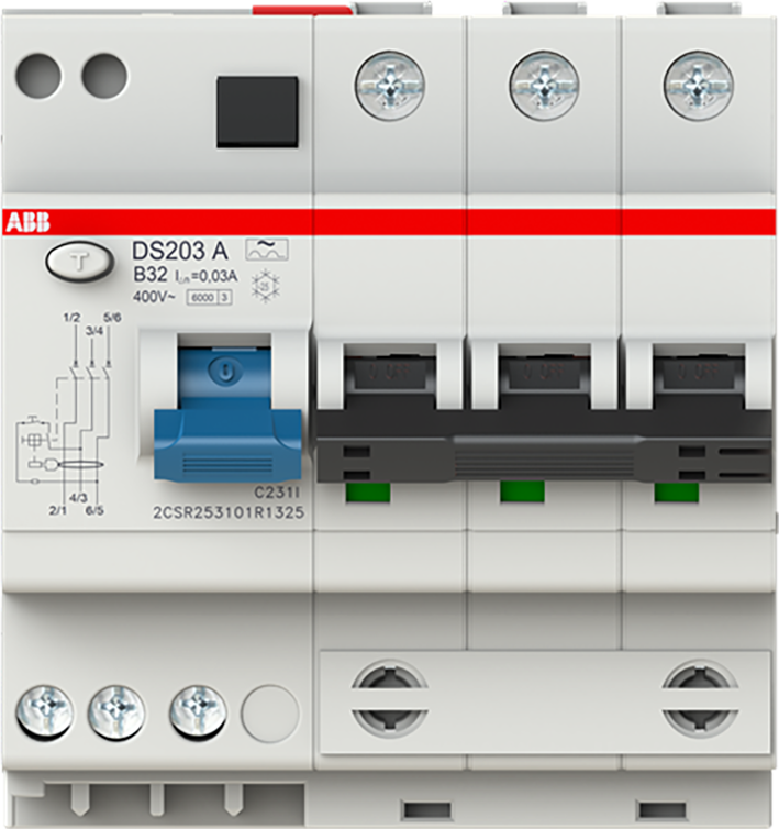 ABB Componenten Differentieelautomaat DS202 3P B32 30mA 6kA Type A - 9paa00000388646 - 20196908