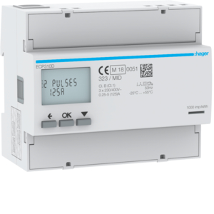 HAGER kwh meter 3-fase 3x125a 6mod ECP310D - A03bbc9f691f4525d50aabb229281a41 - 11006666