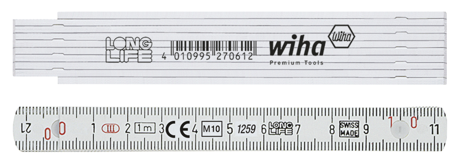 WIHA Longlife Duimstok 410 1000 metrisch 10 delen (wit) 13mm/1m - A3e3c6ab 0054 4742 a799 cdeb89524479 - 20208279