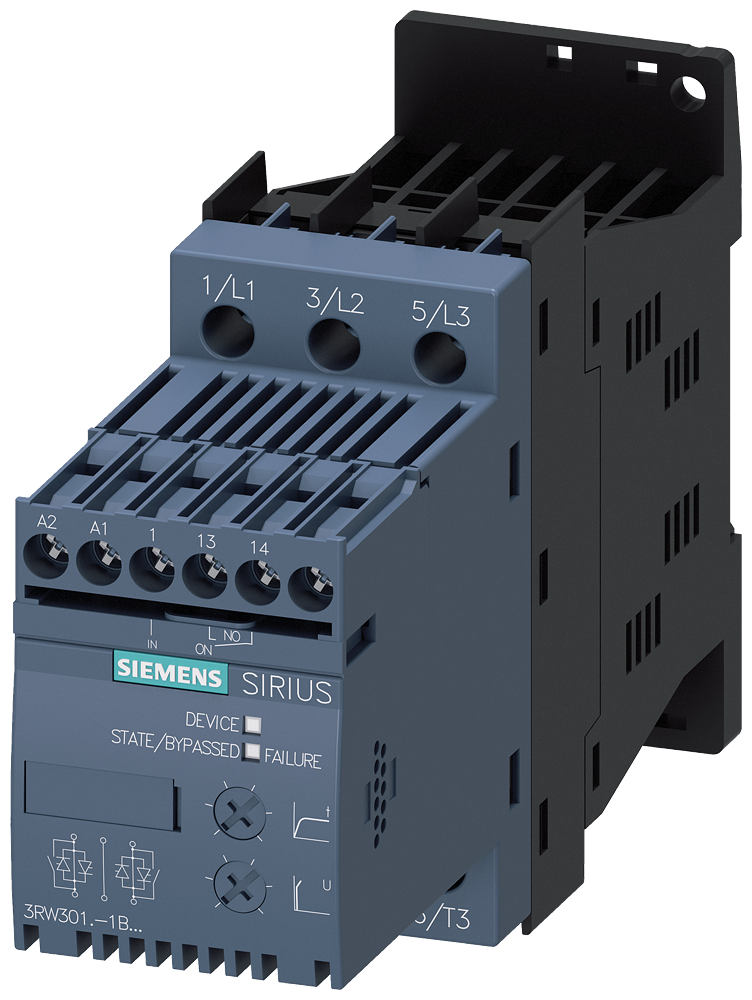 SIEMENS softstarter 5,5kw 24v 12,5a 3RW3017-1BB04 - G ic03 xx 31074p - 6292126