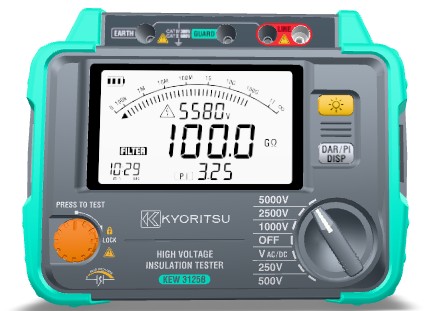 Kyoritsu hoogspanningsisolatie weerstandmeter 5kV - 250/500/1000/2500/5000V - Kyoritsu203125b20front20afbeelding - 20037210